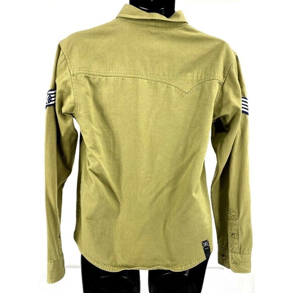 10 Deep Mens Military Style Button Down Khaki Cargo Shirt M - Picture 2 of 7